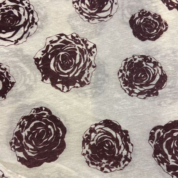Chaser Women’s Sheer White Tank Top with Grey Trim and Brown Velvet Roses - Picture 3 of 7